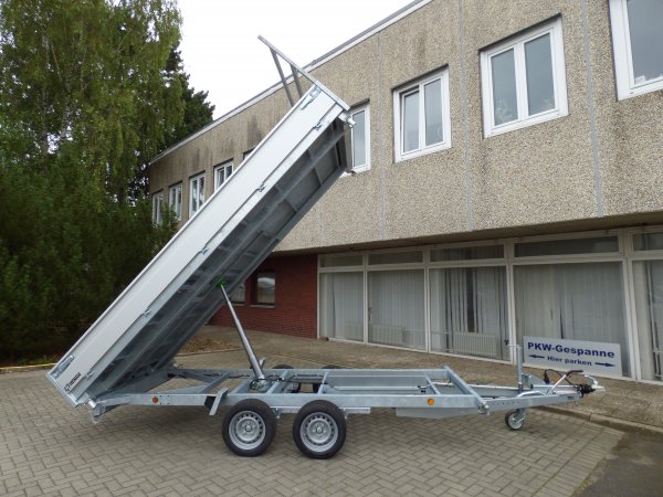 Henra KP354020 Dreiseitenkipper mit E-Pumpe und Rampenschubladen, 3500kg zGG, Lademae:401x202x30cm