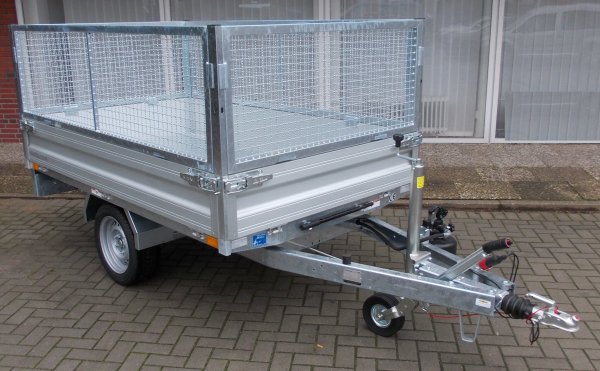 Humbaur Heckkipper 1-Achser HUK 152314 mit Handpumpe und 60cm Gitteraufsatz