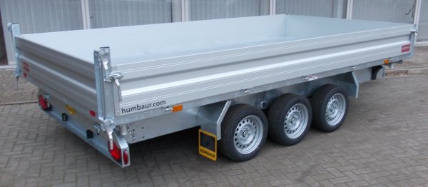 Humbaur HTK 3500.41 Tridem Dreiseitenkipper mit Alubordwnden, E- & Handpumpe