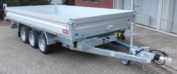 Humbaur HTK 3500.41 Tridem Dreiseitenkipper mit Alubordwnden, E- & Handpumpe