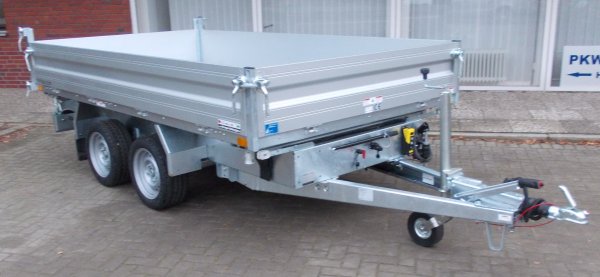 Humbaur HTK 3500.31 Dreiseitenkipper mit Alubordwnden, E- & Handpumpe