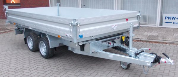 Humbaur HTK 3500.37 Dreiseitenkipper mit Alubordwnden, E- & Handpumpe