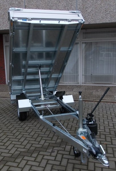 Humbaur Heckkipper 1-Achser HUK 182715 mit Alubordwnden, Handpumpe