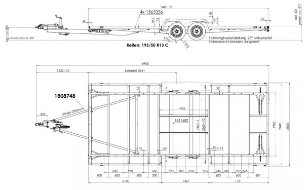 Tiny-Trail, 3500kg GG, Plattformmae 540x250cm, Tieflader Typ TT54.25