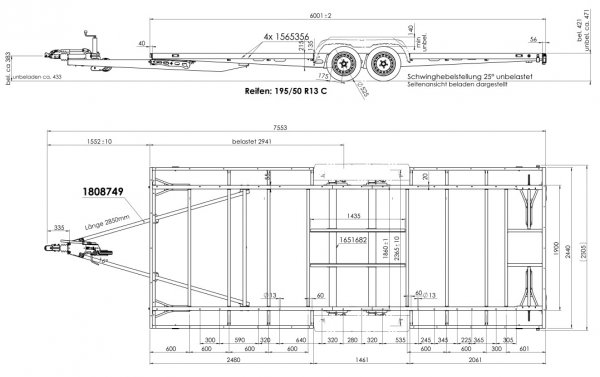 Tiny-Trail, 3500kg GG, Plattformmae 600x250cm, Tieflader Typ TT60.25