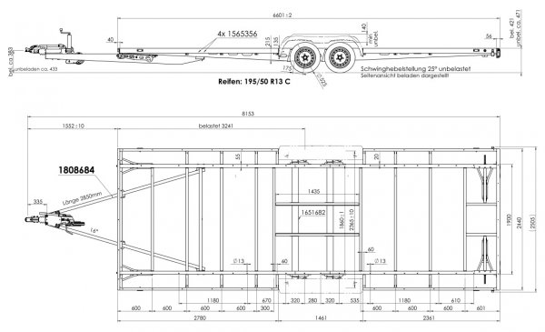 Tiny-Trail, 3500kg GG, Plattformmae 660x250cm, Tieflader Typ TT66.25
