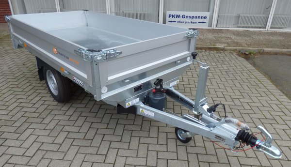 Saris Heckkipper mit Handpumpe 1500kg zGG Typ K1 276 150 1500, mit Gitteraufsatz 60cm