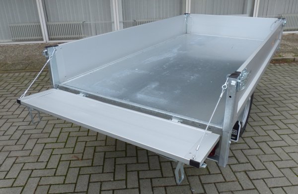 Saris Heckkipper mit Handpumpe 1500kg zGG Typ K1 276 150 1500, mit Gitteraufsatz 60cm