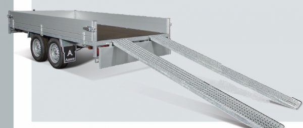 Anssems ASX 2000.405x178, mit Hochplane 210cm Ladehhe in silber, mit Rampen in Schubladen, 2000kg, 405x178x210cm