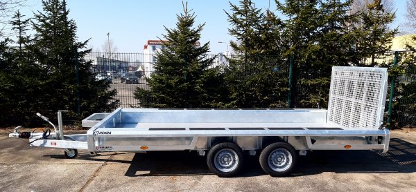 Henra MT354017 Parabolic Sehr stabiler Baumaschinentransporter mit Aluboden, Blattfederachsen, 3500KG zGG, 400x170x27cm, durchgehende Gitterrampe 115cm hoch