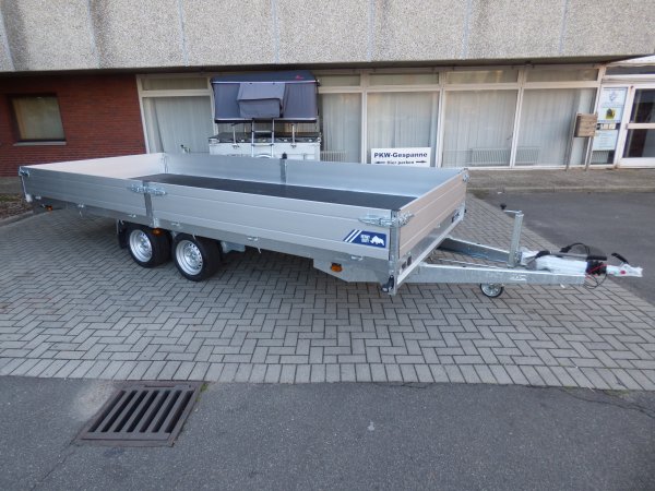 Saris Hochlader PL 506 224 3500 2 HD, Heavy Duty, 3,5t zGG 506x224x35cm, Blattfederfahrwerk, Rampen in  Rampenschubladen