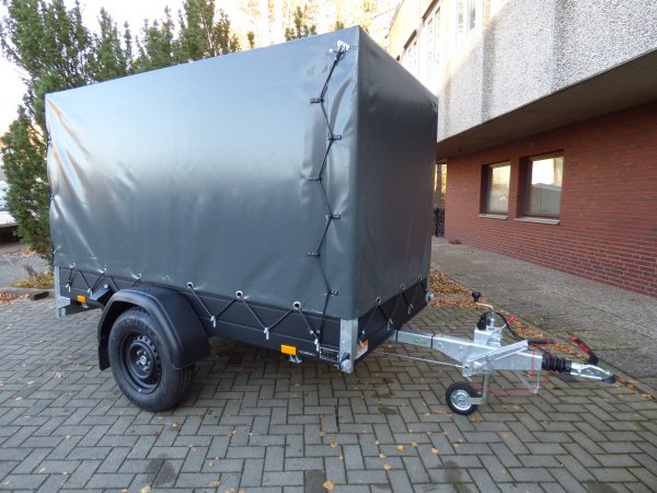 * Saris MP 255 133 1350 1 , schwarze Aluw�nde, 1350KG zGG, Ladema�e 255x133x160cm mit KR�GER ProfiLine Hochplane in Anthrazit