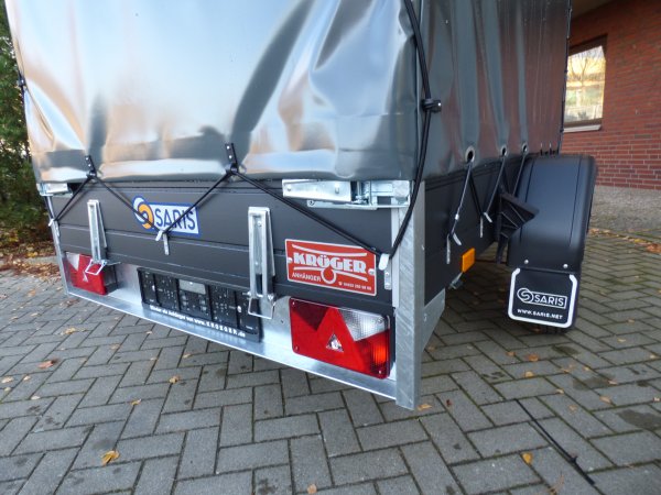 * Saris MP 255 133 1350 1 , schwarze Aluw�nde, 1350KG zGG, Ladema�e 255x133x160cm mit KR�GER ProfiLine Hochplane in Anthrazit