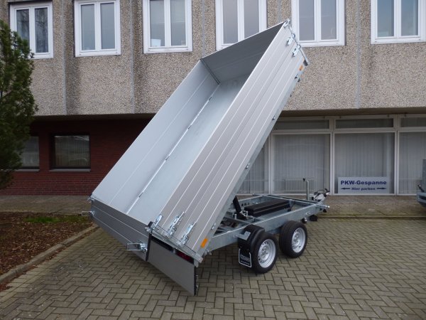 Saris Tandem-Dreiseitenkipper K3 306 184 3500 2 E mit E-Pumpe und Aufsatzbordwnden, 3,5t zGG, 306x184x60cm