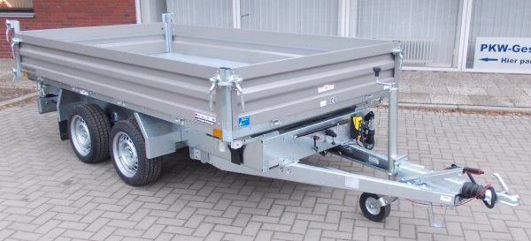 Humbaur HTK 3500.31 Dreiseitenkipper mit E- & Handpumpe und grauen Stahlbordwnden, Einzelstck - nur ab Brandenburg verfgbar
