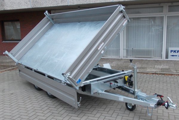 Humbaur HTK 3500.31 Dreiseitenkipper mit E- & Handpumpe und grauen Stahlbordwnden, Einzelstck - nur ab Brandenburg verfgbar