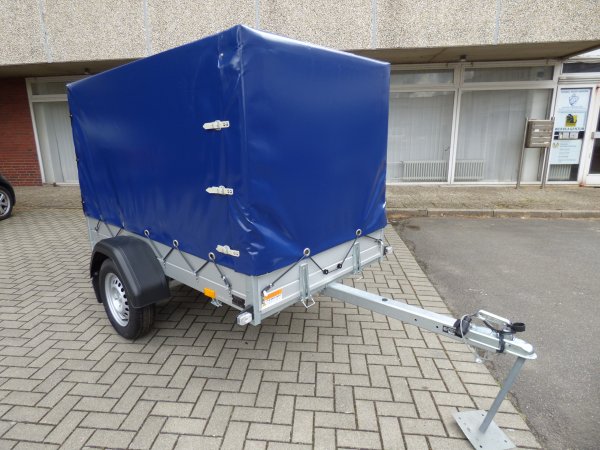 Saris MP 205 113 1000 1 McAlu mit Auflaufbremse, ProfiLine Hochplane in dunkelblau 120cm Ladeh�he, 1000KG, 205x113x120cm
