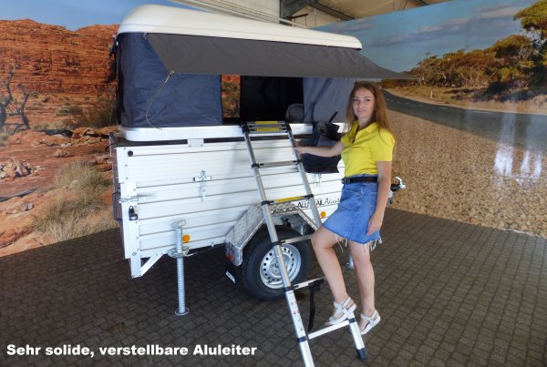 Alutrail Adventure, 1,4t zGG, Lademae: 216x135x69cm, mit Hartschalen Dachzelt Dingo fr 3 Personen