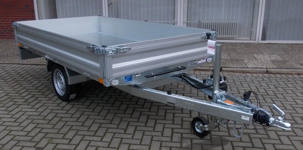 Humbaur Heckkipper 1-Achser HUK 152715 mit Alubordwnden, Handpumpe