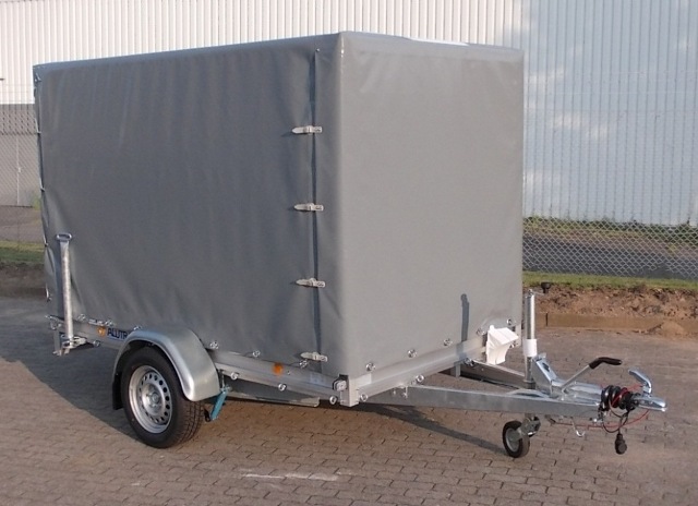 Alutrail 12 Z 26.16 mit 2 speziellen Vorderradhaltern, Hochplane 1700mm Ladehöhe und 2 Heckstützen