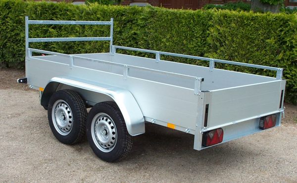 Anssems GTT 1500.251x126 R offener Kasten mit Reling und Leitergestell, Tandem, 1500kg, 251x126x40cm