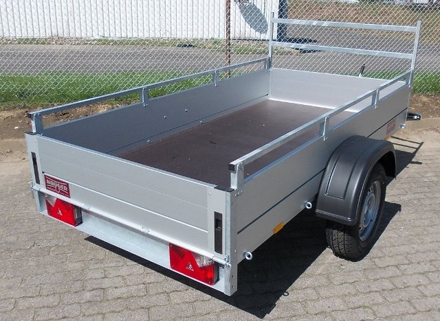 Anssems GTB 1200.251x126 R gebremster offener Kasten mit Reling und Leitergestell, 1200kg, 251x126x40cm