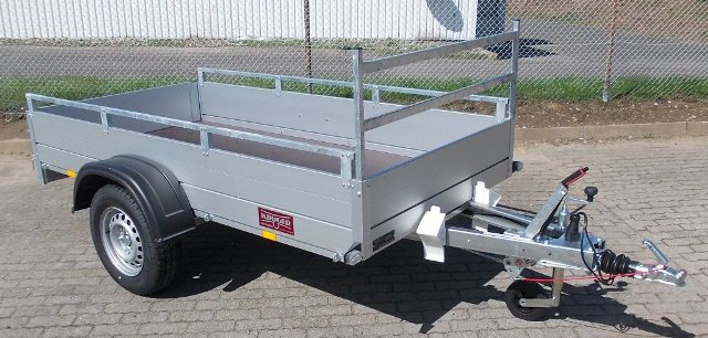 Anssems GTB 1200.251x126 R gebremster offener Kasten mit Reling und Leitergestell, 1200kg, 251x126x40cm