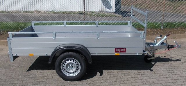 Anssems GTB 1200.251x126 R gebremster offener Kasten mit Reling und Leitergestell, 1200kg, 251x126x40cm