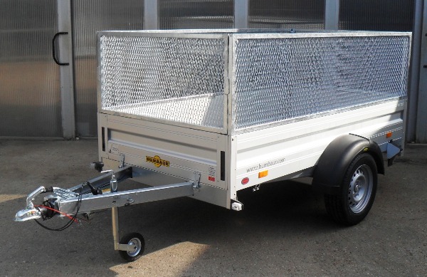 Humbaur HA 132513 mit Bugklappe und 62cm Laubgitteraufsatz