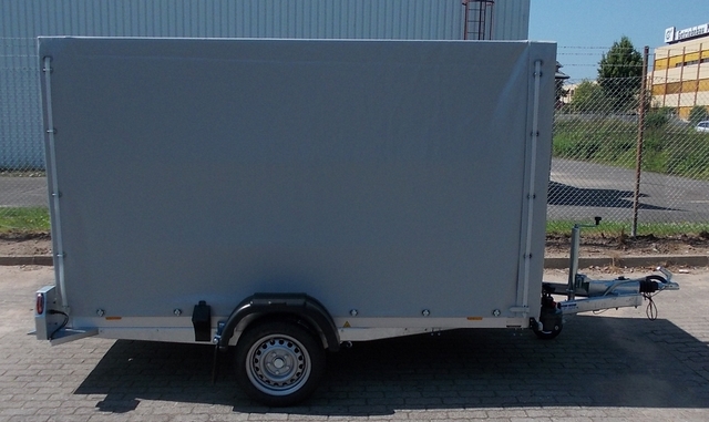 Humbaur HKT 152817 S gebremster Absenkanhänger mit Tempo 100 und Hochplane 160cm grau