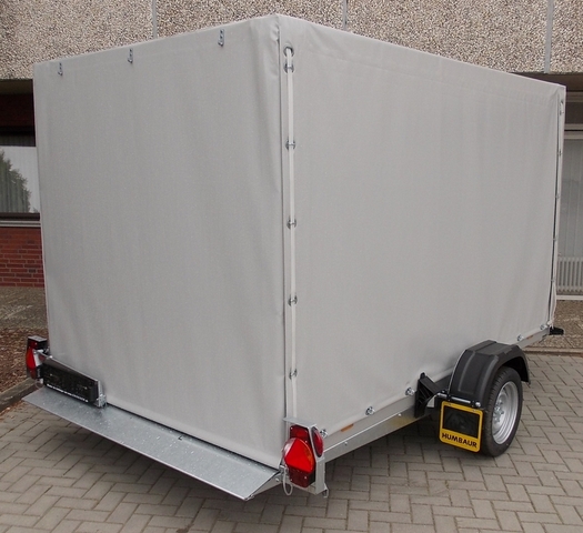 Humbaur HKT 183117 S gebremster Absenkanhänger mit Tempo 100 und Hochplane 180cm grau