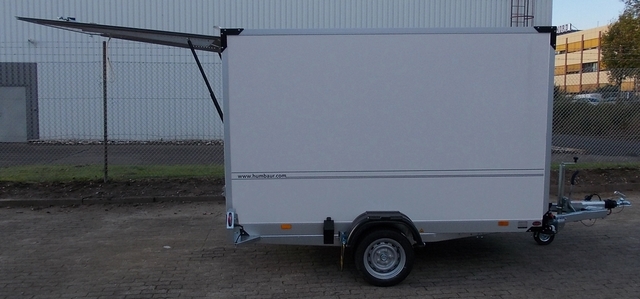 Humbaur HKT 182817-18P Absenkanhänger mit Kofferaufbau und Tempo 100