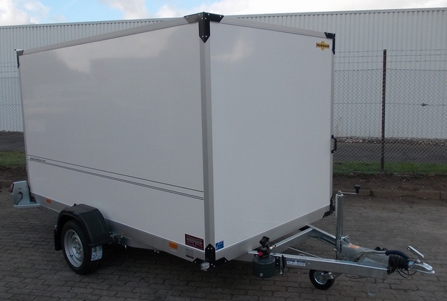 Humbaur HKT 183117-18P Absenkanhänger mit Kofferaufbau und Tempo 100