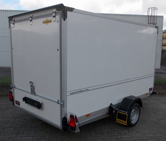 Humbaur HKT 183117-18P Absenkanhänger mit Kofferaufbau und Tempo 100