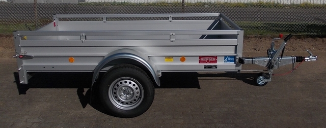Koch 125.250.13 - Aluanhänger mit Reling, Tempo 100 und 4 Zurrösen, 1300kg, 250x125cm