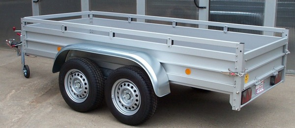 Koch 150.300.26 - Aluanhänger mit Reling und 6 Zurrösen, 2600kg, 300x150cm