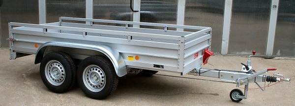 Koch 150.300.26 - Aluanhänger mit Reling und 6 Zurrösen, 2600kg, 300x150cm