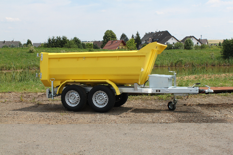 Muldy 3500 Compact in Staubgrau, extrem robuster Mini-Muldenkipper fr den Schttguttransport m. 3,5t zGG  mit E-Pumpe+Handpumpe