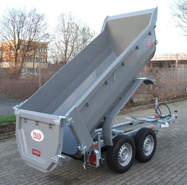 Muldy 3500 Compact in Staubgrau, extrem robuster Mini-Muldenkipper m. 3,5t zGG und pendelbarer Tr