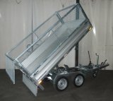 Humbaur Heckkipper HUK 272715 mit Alubordwnden, Handpumpe und 60cm Gitteraufsatz